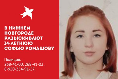 В Нижнем Новгороде разыскивают 14-летнюю Софью Ромашову
