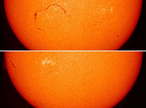 На Солнце появился протуберанец размером в 500 тысяч километров