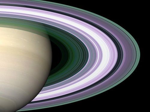 Художественные творения космоса: кольца Сатурна окрашивают свои луны в разные  цвета