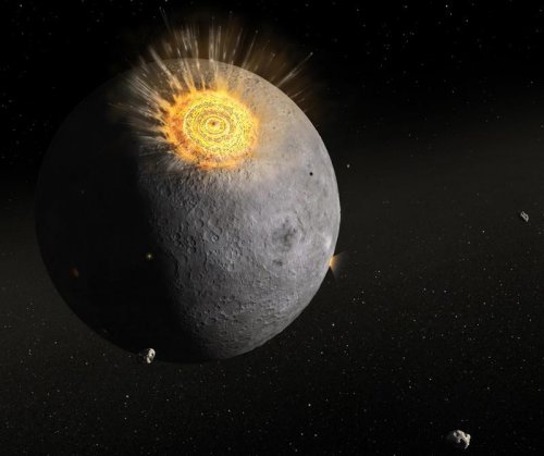 Космический камень со скоростью 61 000 километров в час  ударил по Луне