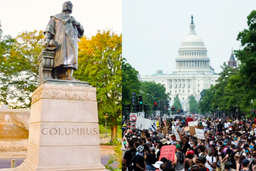 В США в ходе протеста снесли памятник Колумбу