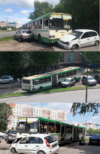 В Великом Новгороде автобус протаранил 3 авто