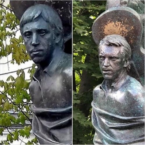 Старый и новый вид памятника Владимиру Высоцкому